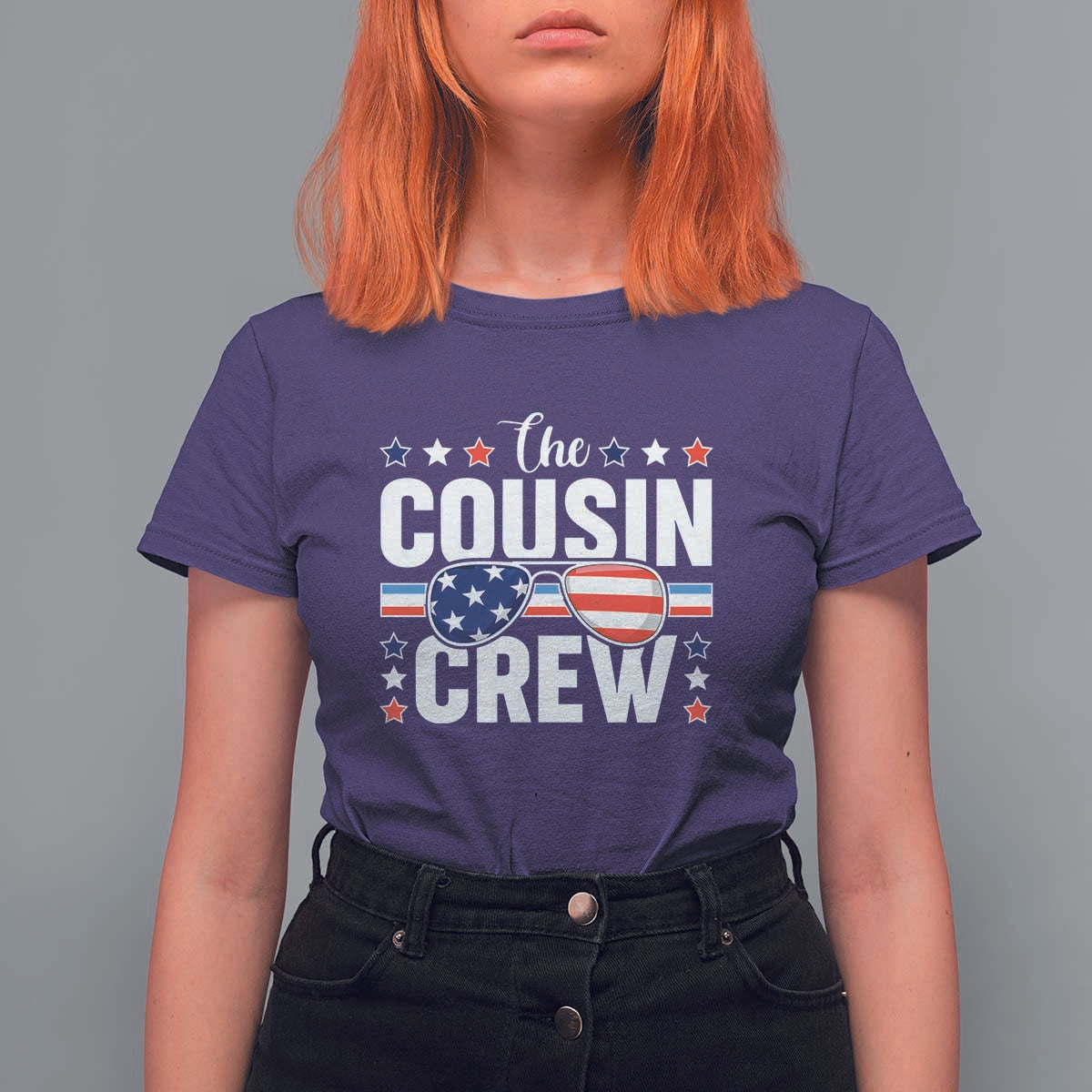 Funny The Cousin Crew 4th Of July T Shirt For Women Patriotic American Family Matching - Wonder Print Shop