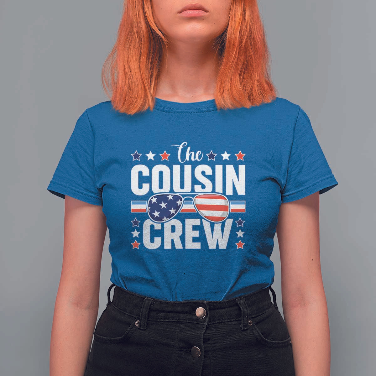 Funny The Cousin Crew 4th Of July T Shirt For Women Patriotic American Family Matching - Wonder Print Shop