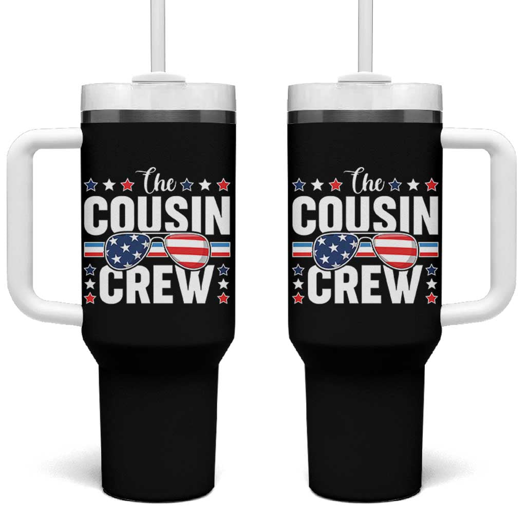Funny The Cousin Crew 4th Of July Tumbler With Handle Patriotic American Family Matching - Wonder Print Shop