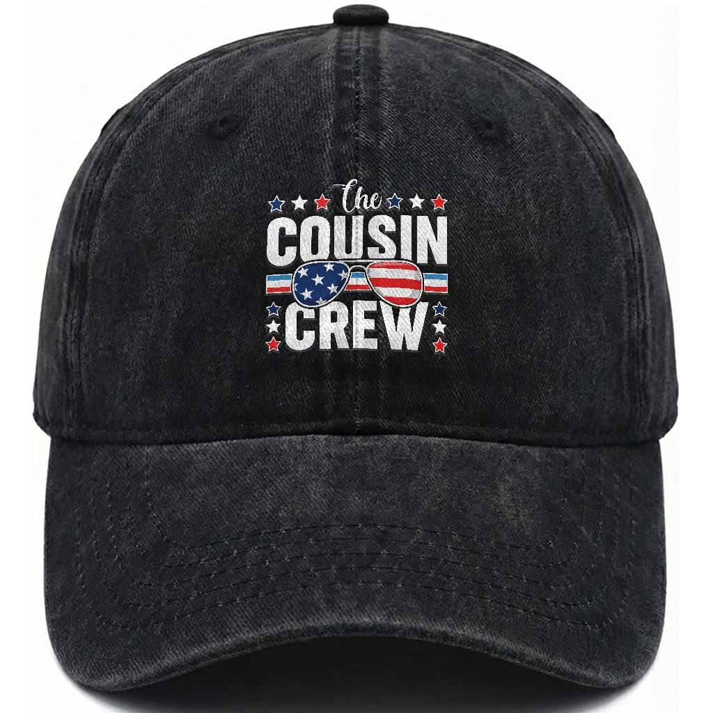 Funny The Cousin Crew 4th Of July Washed Cotton Baseball Cap Patriotic American Family Matching