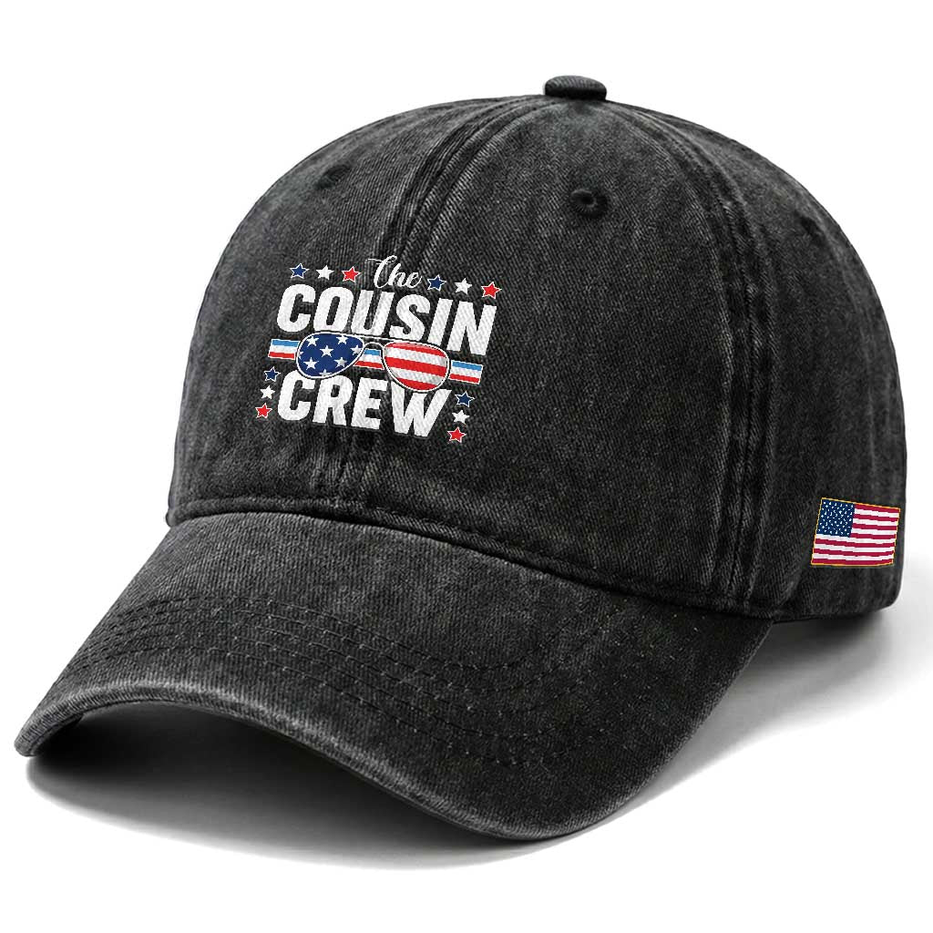 Funny The Cousin Crew 4th Of July Washed Cotton Baseball Cap Patriotic American Family Matching