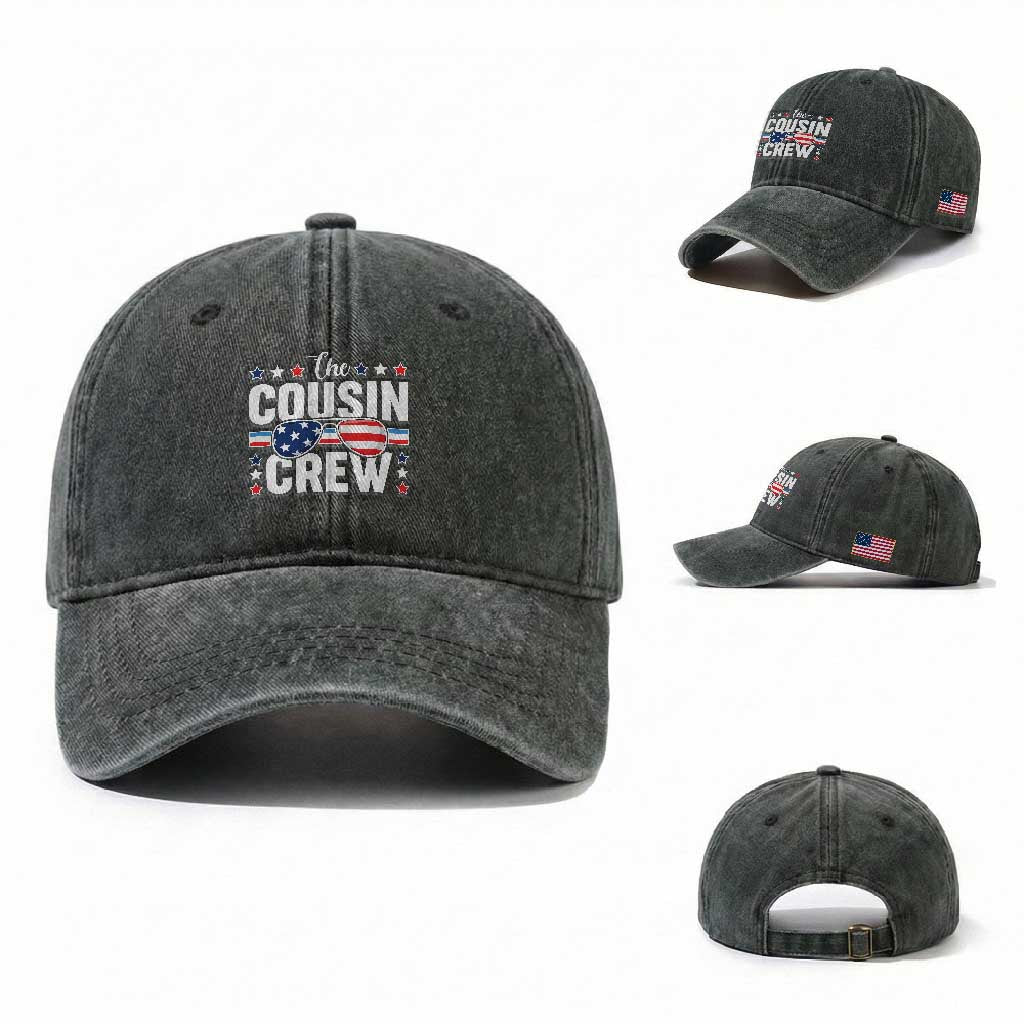 Funny The Cousin Crew 4th Of July Washed Cotton Baseball Cap Patriotic American Family Matching