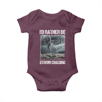 Funny I Would Rather Be Storm Chasing Baby Onesie Storm Tornado Lover - Wonder Print Shop