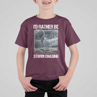 Funny I Would Rather Be Storm Chasing T Shirt For Kid Storm Tornado Lover - Wonder Print Shop
