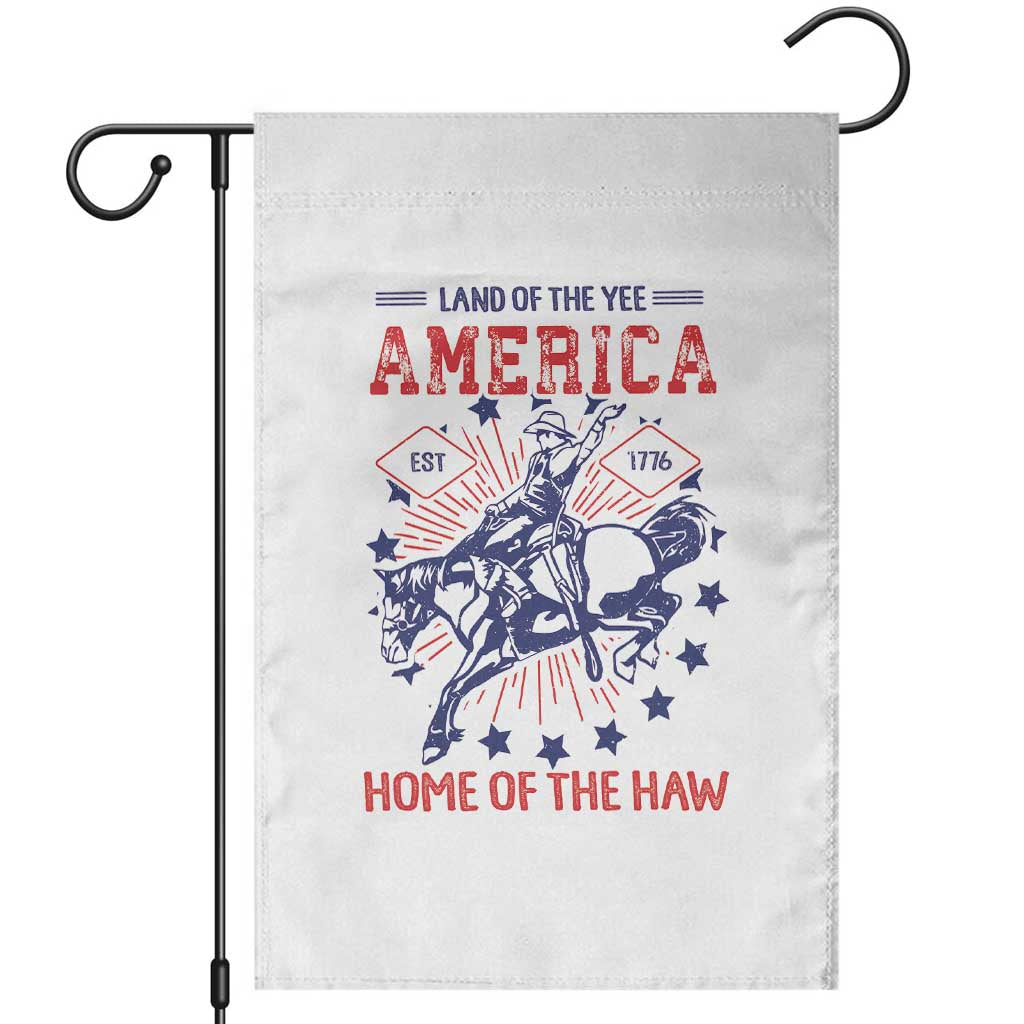 Funny 4th of July Western Cowboy Garden Flag America Land Of The Yee Home Of The Haw - Wonder Print Shop