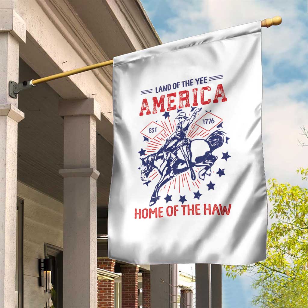 Funny 4th of July Western Cowboy Garden Flag America Land Of The Yee Home Of The Haw - Wonder Print Shop
