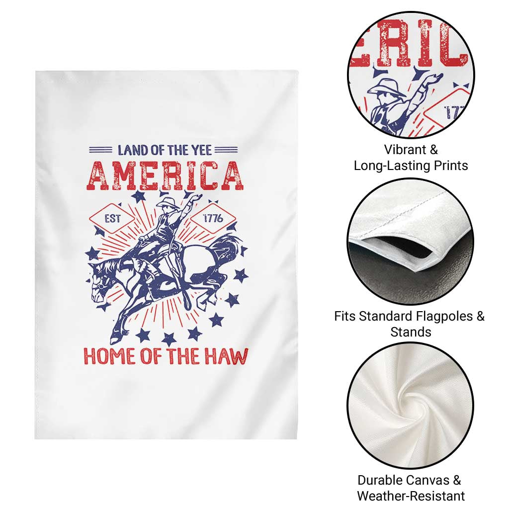 Funny 4th of July Western Cowboy Garden Flag America Land Of The Yee Home Of The Haw - Wonder Print Shop