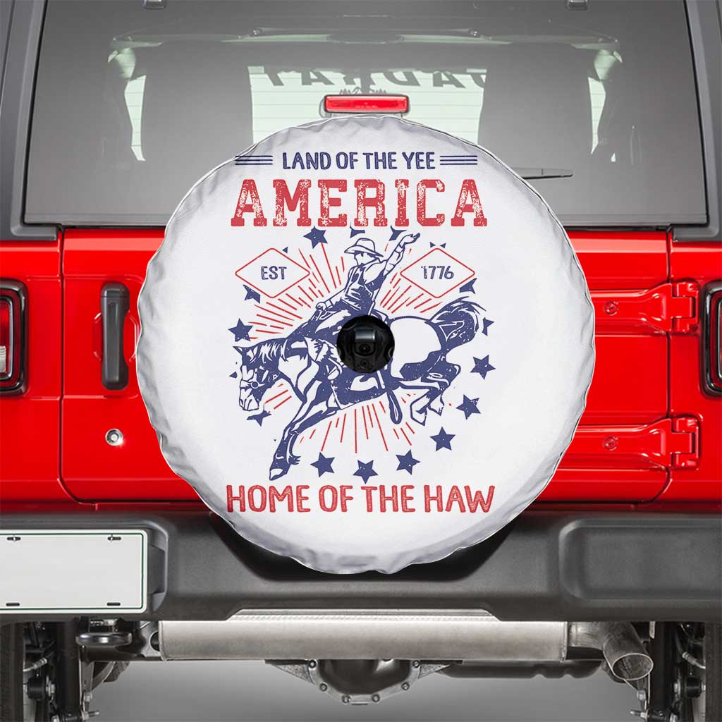 Funny 4th of July Western Cowboy Spare Tire Cover America Land Of The Yee Home Of The Haw - Wonder Print Shop