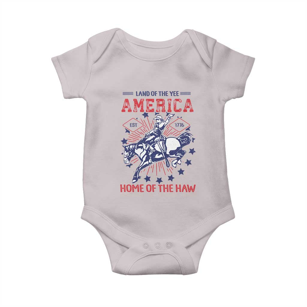 Funny 4th of July Western Cowboy Baby Onesie America Land Of The Yee Home Of The Haw - Wonder Print Shop