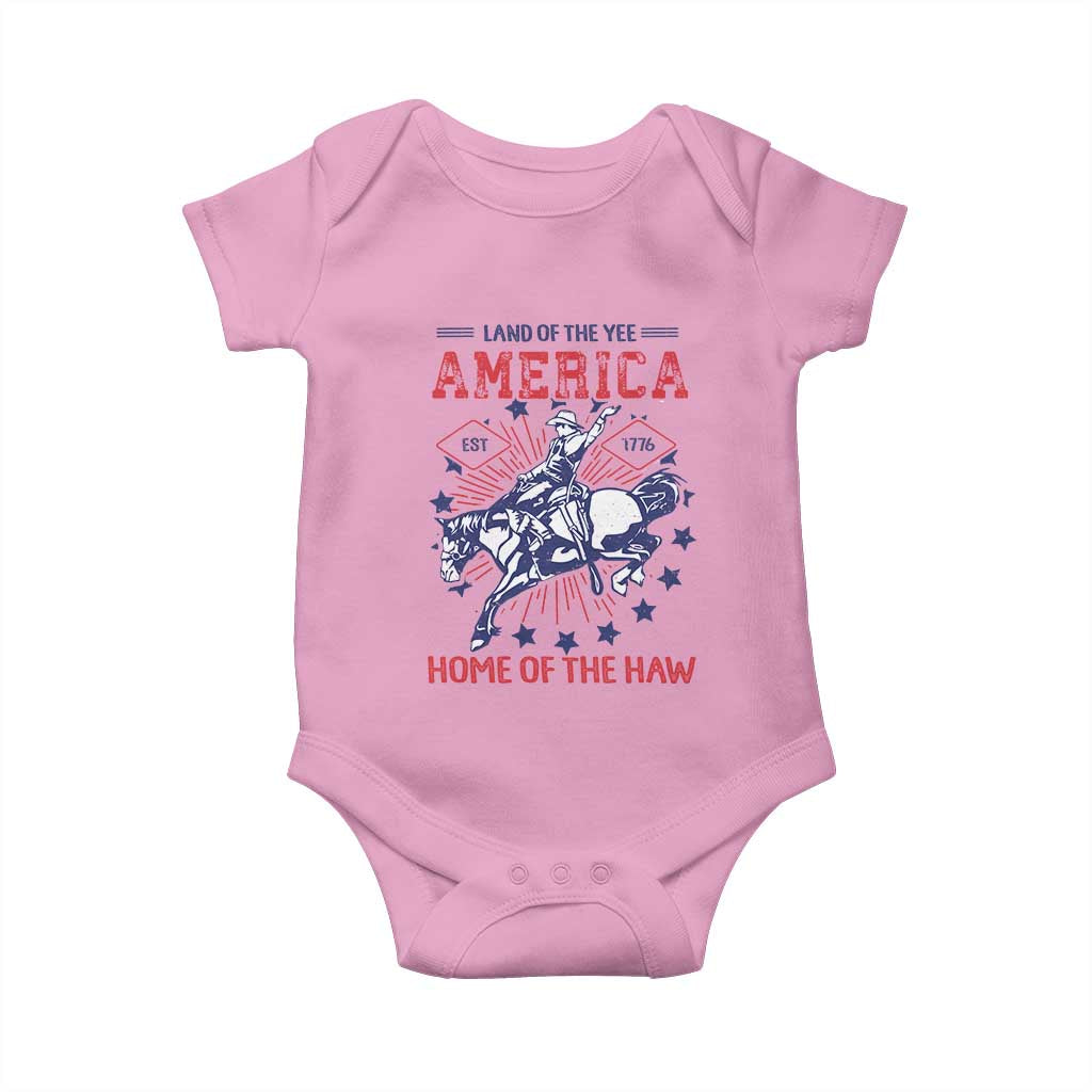 Funny 4th of July Western Cowboy Baby Onesie America Land Of The Yee Home Of The Haw - Wonder Print Shop