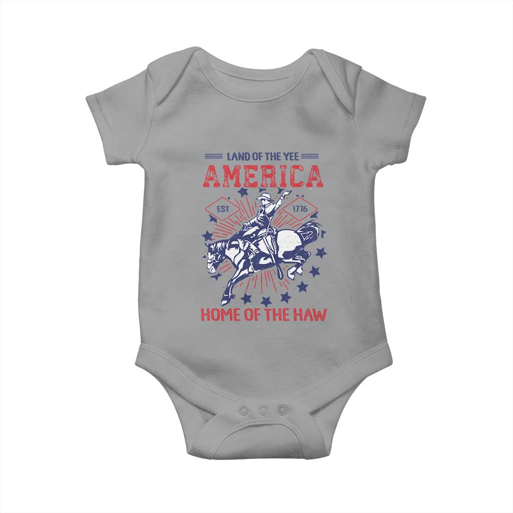 Funny 4th of July Western Cowboy Baby Onesie America Land Of The Yee Home Of The Haw - Wonder Print Shop