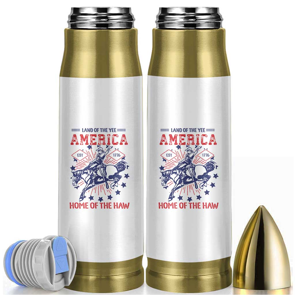 Funny 4th of July Western Cowboy Bullet Tumbler America Land Of The Yee Home Of The Haw - Wonder Print Shop