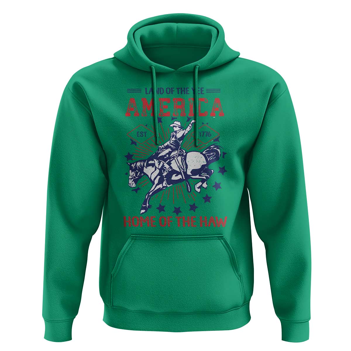 Funny 4th of July Western Cowboy Hoodie America Land Of The Yee Home Of The Haw - Wonder Print Shop