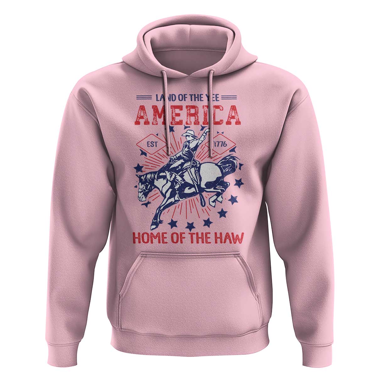 Funny 4th of July Western Cowboy Hoodie America Land Of The Yee Home Of The Haw - Wonder Print Shop