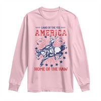 Funny 4th of July Western Cowboy Long Sleeve Shirt America Land Of The Yee Home Of The Haw - Wonder Print Shop