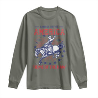 Funny 4th of July Western Cowboy Long Sleeve Shirt America Land Of The Yee Home Of The Haw - Wonder Print Shop