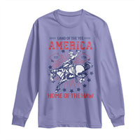 Funny 4th of July Western Cowboy Long Sleeve Shirt America Land Of The Yee Home Of The Haw - Wonder Print Shop