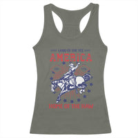 Funny 4th of July Western Cowboy Racerback Tank Top America Land Of The Yee Home Of The Haw - Wonder Print Shop