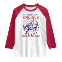 Funny 4th of July Western Cowboy Raglan Shirt America Land Of The Yee Home Of The Haw - Wonder Print Shop