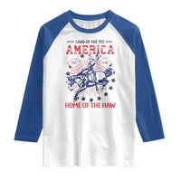 Funny 4th of July Western Cowboy Raglan Shirt America Land Of The Yee Home Of The Haw - Wonder Print Shop