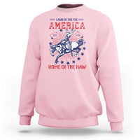 Funny 4th of July Western Cowboy Sweatshirt America Land Of The Yee Home Of The Haw - Wonder Print Shop