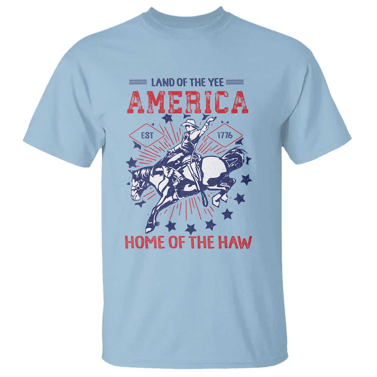 Funny 4th of July Western Cowboy T Shirt America Land Of The Yee Home Of The Haw - Wonder Print Shop