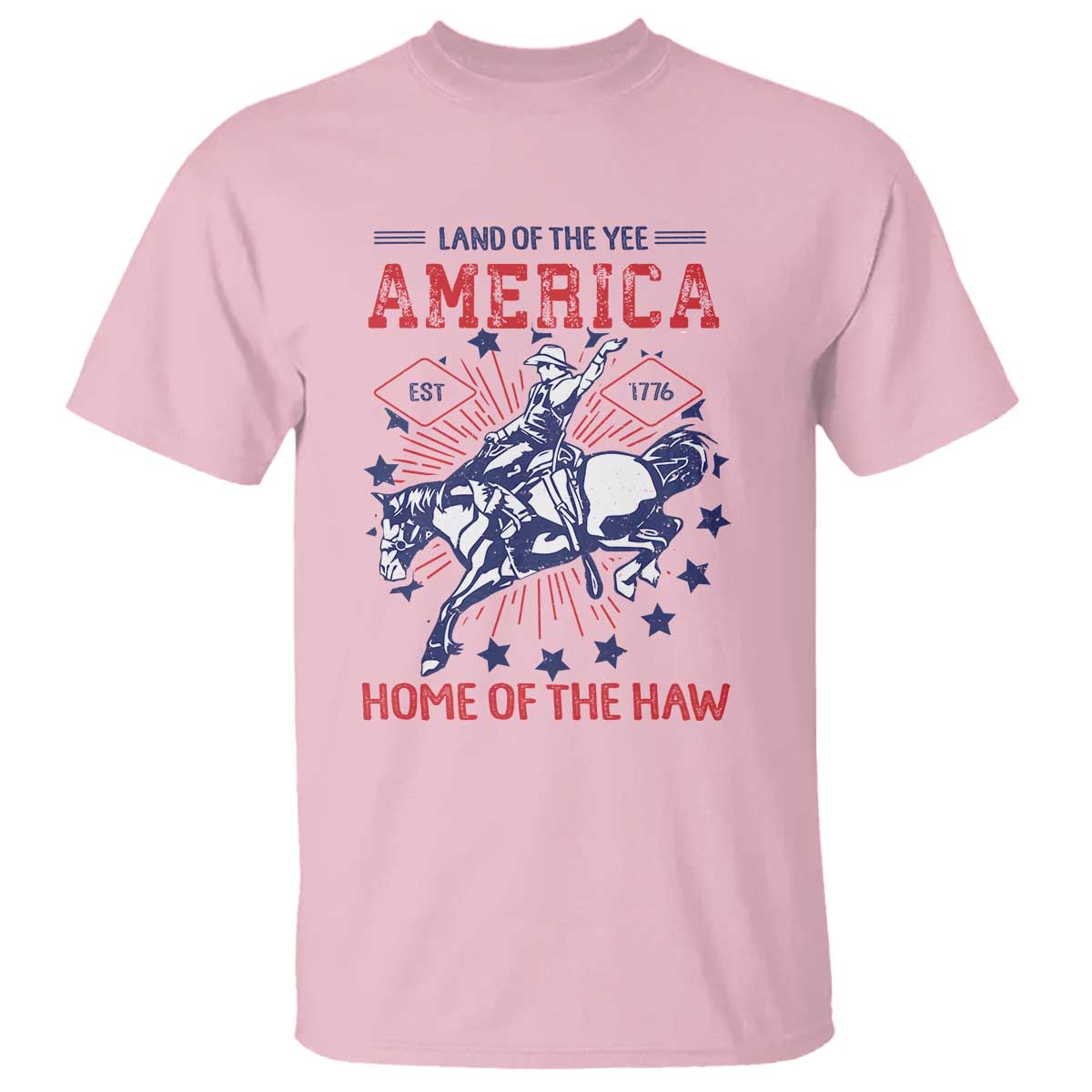Funny 4th of July Western Cowboy T Shirt America Land Of The Yee Home Of The Haw - Wonder Print Shop