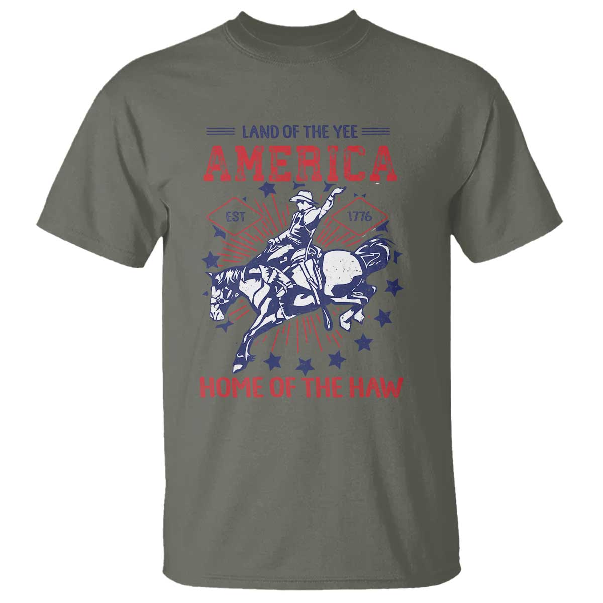 Funny 4th of July Western Cowboy T Shirt America Land Of The Yee Home Of The Haw - Wonder Print Shop