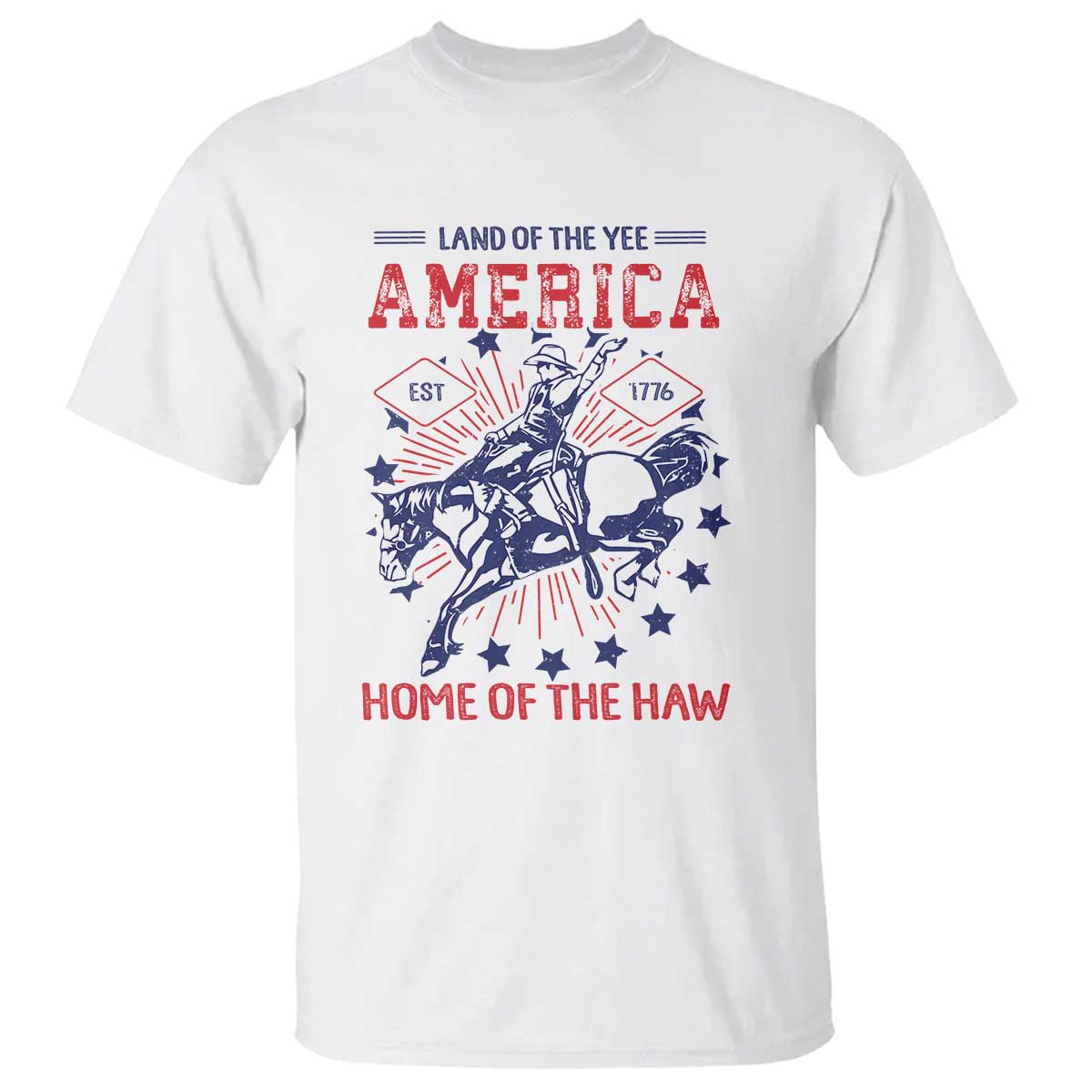 Funny 4th of July Western Cowboy T Shirt America Land Of The Yee Home Of The Haw - Wonder Print Shop