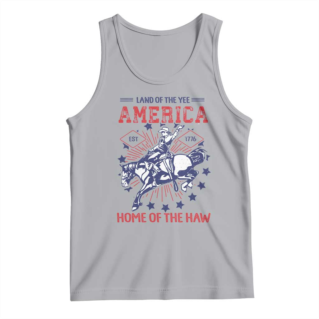 Funny 4th of July Western Cowboy Tank Top America Land Of The Yee Home Of The Haw - Wonder Print Shop