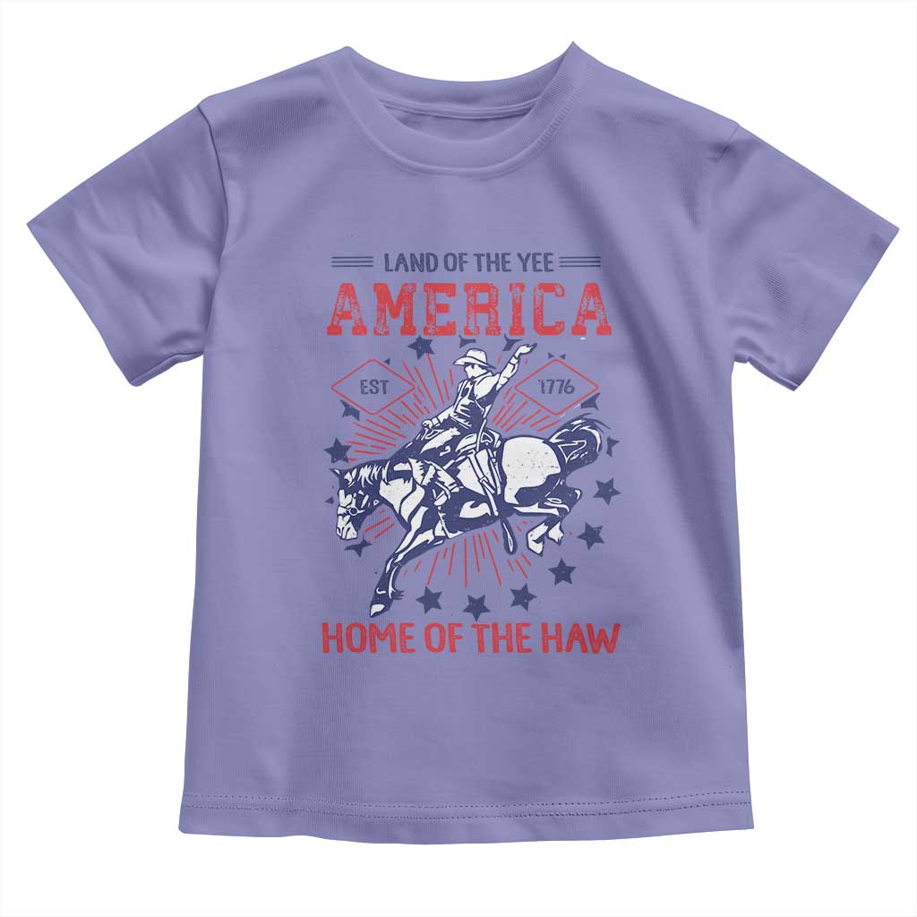 Funny 4th of July Western Cowboy Toddler T Shirt America Land Of The Yee Home Of The Haw - Wonder Print Shop