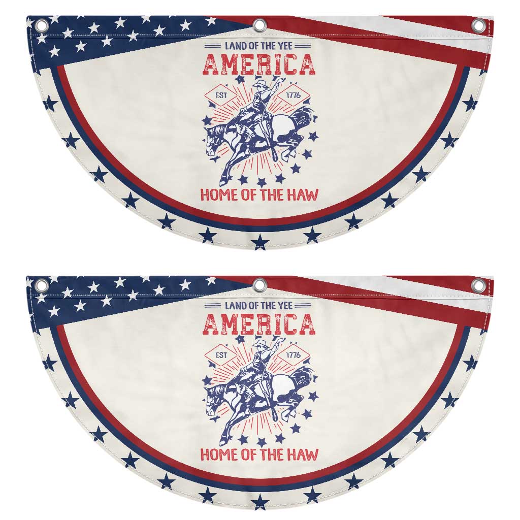 Funny 4th of July Western Cowboy Patriotic Fan Flag America Land Of The Yee Home Of The Haw