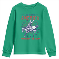 Funny 4th of July Western Cowboy Youth Sweatshirt America Land Of The Yee Home Of The Haw - Wonder Print Shop