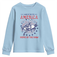 Funny 4th of July Western Cowboy Youth Sweatshirt America Land Of The Yee Home Of The Haw - Wonder Print Shop