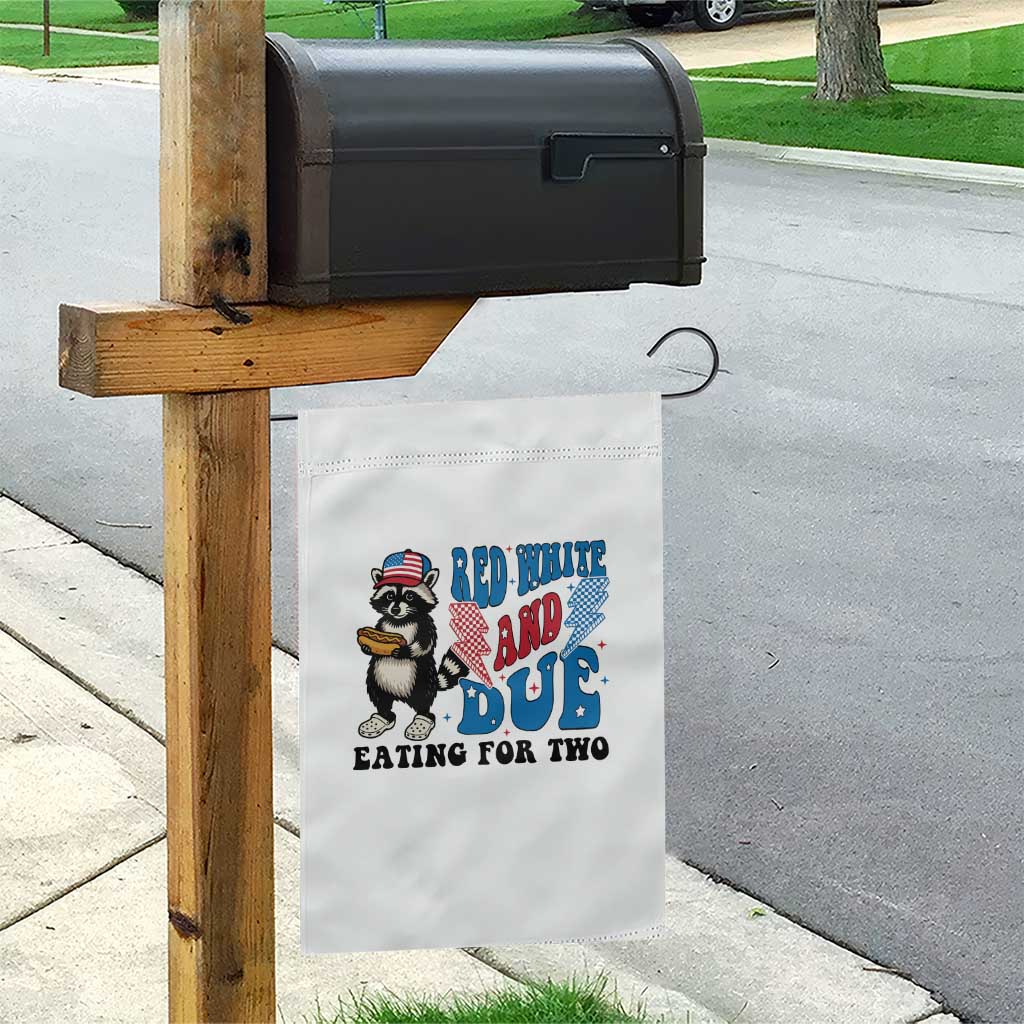 Funny 4th Of July Pregnancy Announcement Racoon Garden Flag Red White And Due Eating For Two - Wonder Print Shop