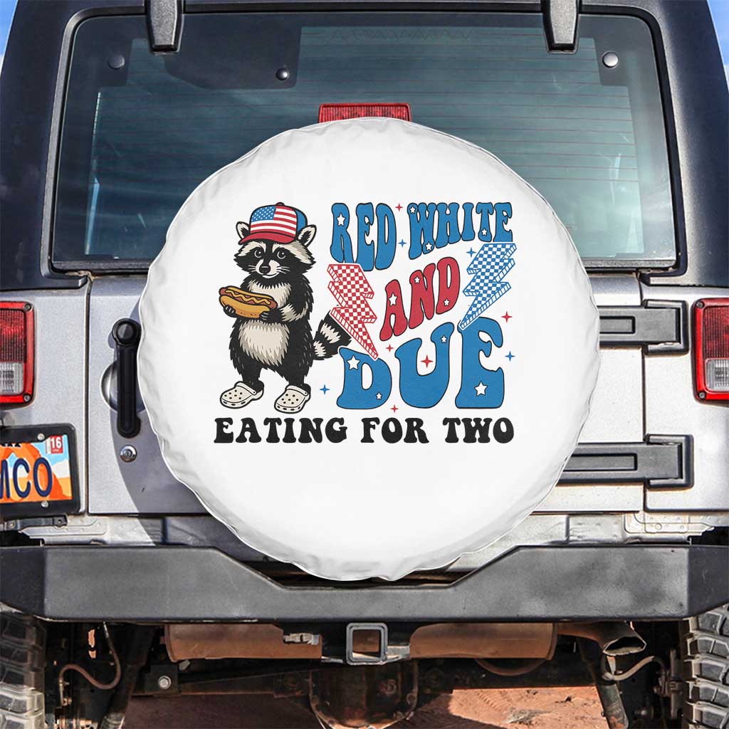 Funny 4th Of July Pregnancy Announcement Racoon Spare Tire Cover Red White And Due Eating For Two - Wonder Print Shop