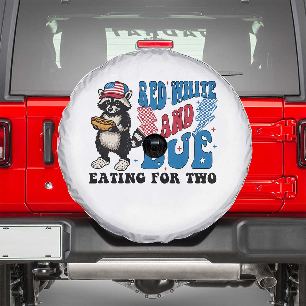 Funny 4th Of July Pregnancy Announcement Racoon Spare Tire Cover Red White And Due Eating For Two - Wonder Print Shop