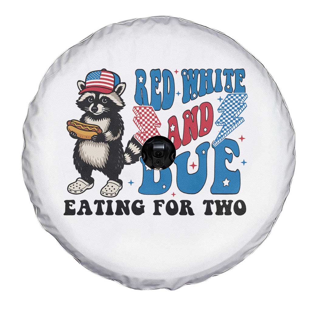 Funny 4th Of July Pregnancy Announcement Racoon Spare Tire Cover Red White And Due Eating For Two - Wonder Print Shop