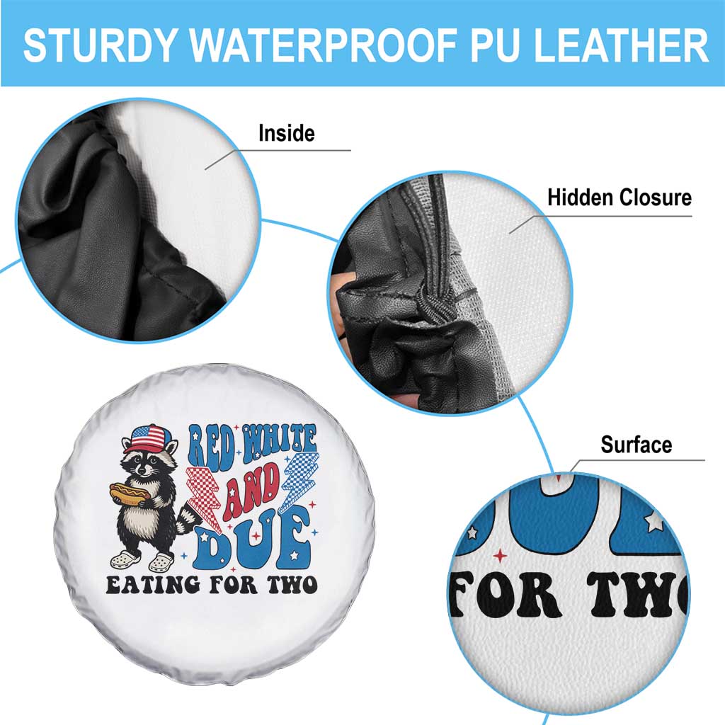 Funny 4th Of July Pregnancy Announcement Racoon Spare Tire Cover Red White And Due Eating For Two - Wonder Print Shop