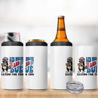 Funny 4th Of July Pregnancy Announcement Racoon 4 in 1 Can Cooler Tumbler Red White And Due Eating For Two - Wonder Print Shop