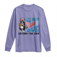 Funny 4th Of July Pregnancy Announcement Racoon Long Sleeve Shirt Red White And Due Eating For Two - Wonder Print Shop