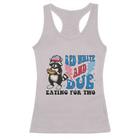 Funny 4th Of July Pregnancy Announcement Racoon Racerback Tank Top Red White And Due Eating For Two - Wonder Print Shop