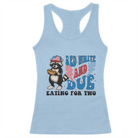 Funny 4th Of July Pregnancy Announcement Racoon Racerback Tank Top Red White And Due Eating For Two - Wonder Print Shop