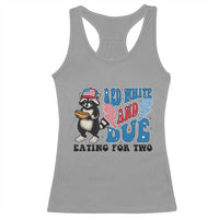 Funny 4th Of July Pregnancy Announcement Racoon Racerback Tank Top Red White And Due Eating For Two - Wonder Print Shop