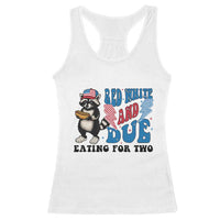 Funny 4th Of July Pregnancy Announcement Racoon Racerback Tank Top Red White And Due Eating For Two - Wonder Print Shop