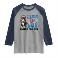 Funny 4th Of July Pregnancy Announcement Racoon Raglan Shirt Red White And Due Eating For Two - Wonder Print Shop