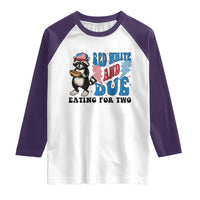 Funny 4th Of July Pregnancy Announcement Racoon Raglan Shirt Red White And Due Eating For Two - Wonder Print Shop