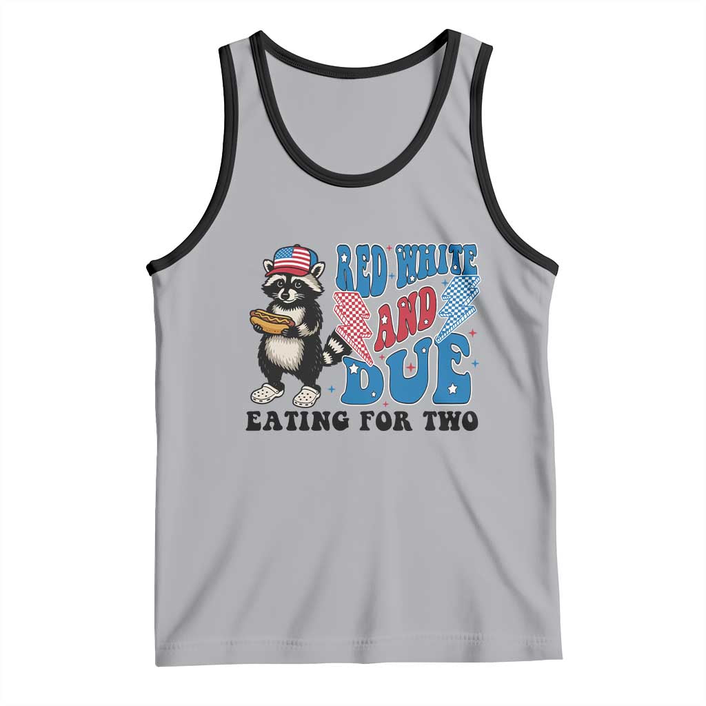 Funny 4th Of July Pregnancy Announcement Racoon Tank Top Red White And Due Eating For Two - Wonder Print Shop