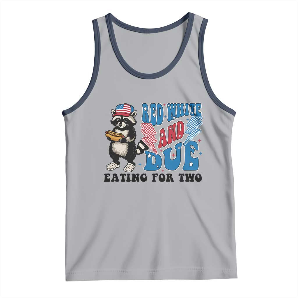 Funny 4th Of July Pregnancy Announcement Racoon Tank Top Red White And Due Eating For Two - Wonder Print Shop