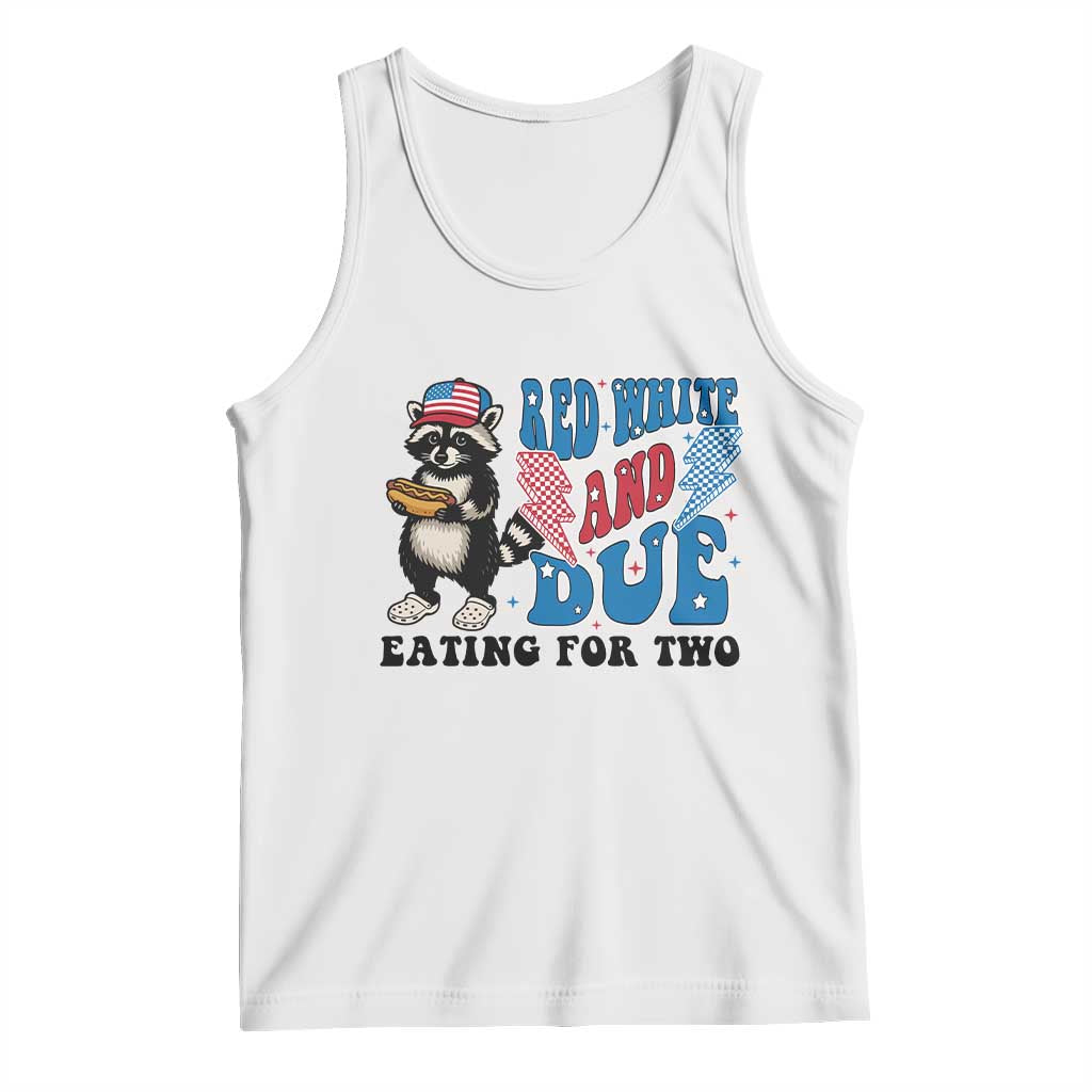 Funny 4th Of July Pregnancy Announcement Racoon Tank Top Red White And Due Eating For Two - Wonder Print Shop